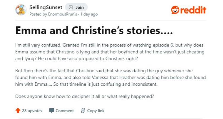 Fans Debate Christine and Emma's Stories on Reddit