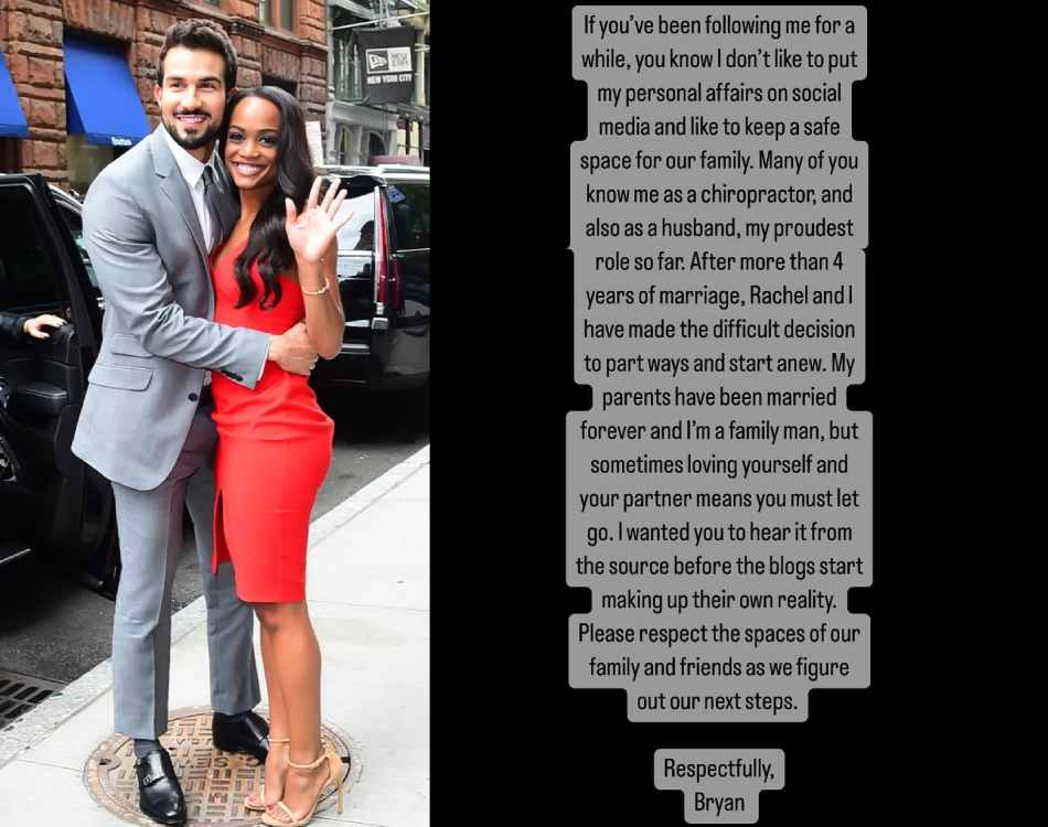 Rachel Lindsay and Bryan Abasolo announced their divorce