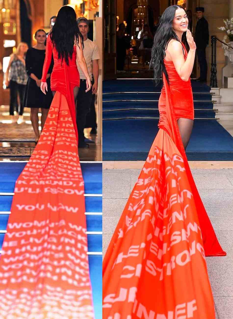 Katy Perry Neverending Dress Stuns Fans in Paris