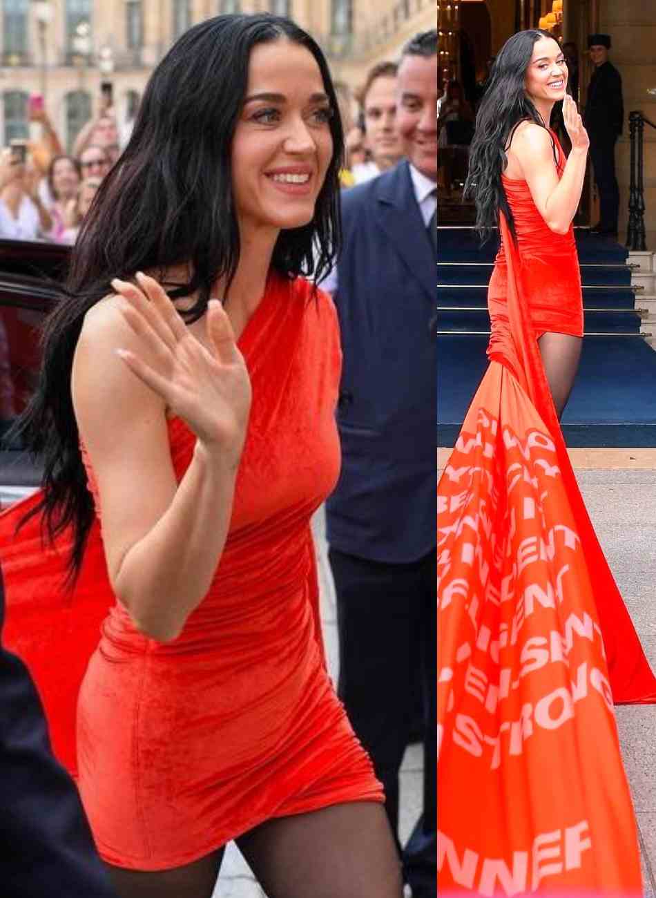 Katy Perry Neverending Dress Stuns Fans in Paris