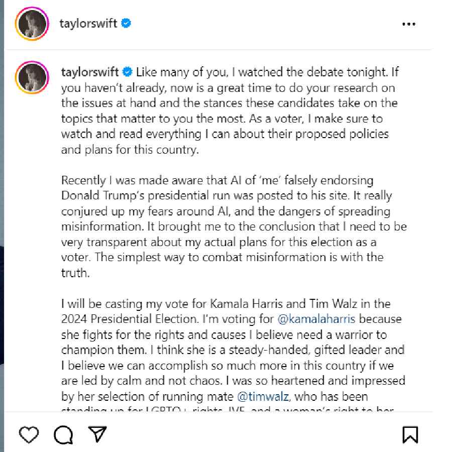 Taylor Swift Endorses Kamala Harris for President