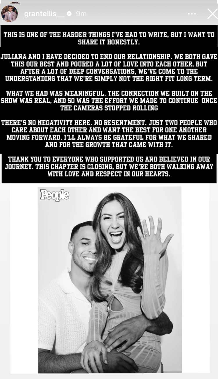 Grant Ellis and Juliana Break Up After 3-Month Engagement