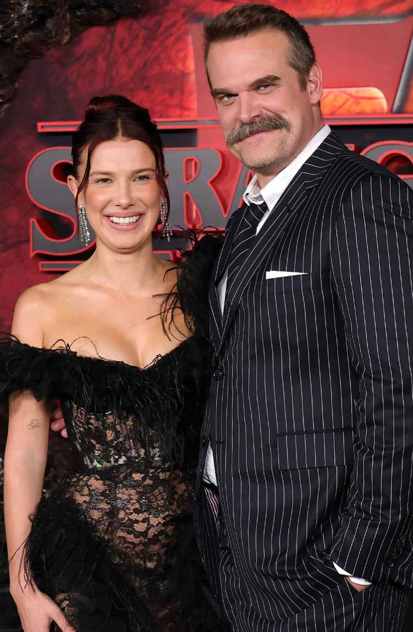 Millie Bobby Brown & David Harbour Reunite at Stranger Things Finale Premiere