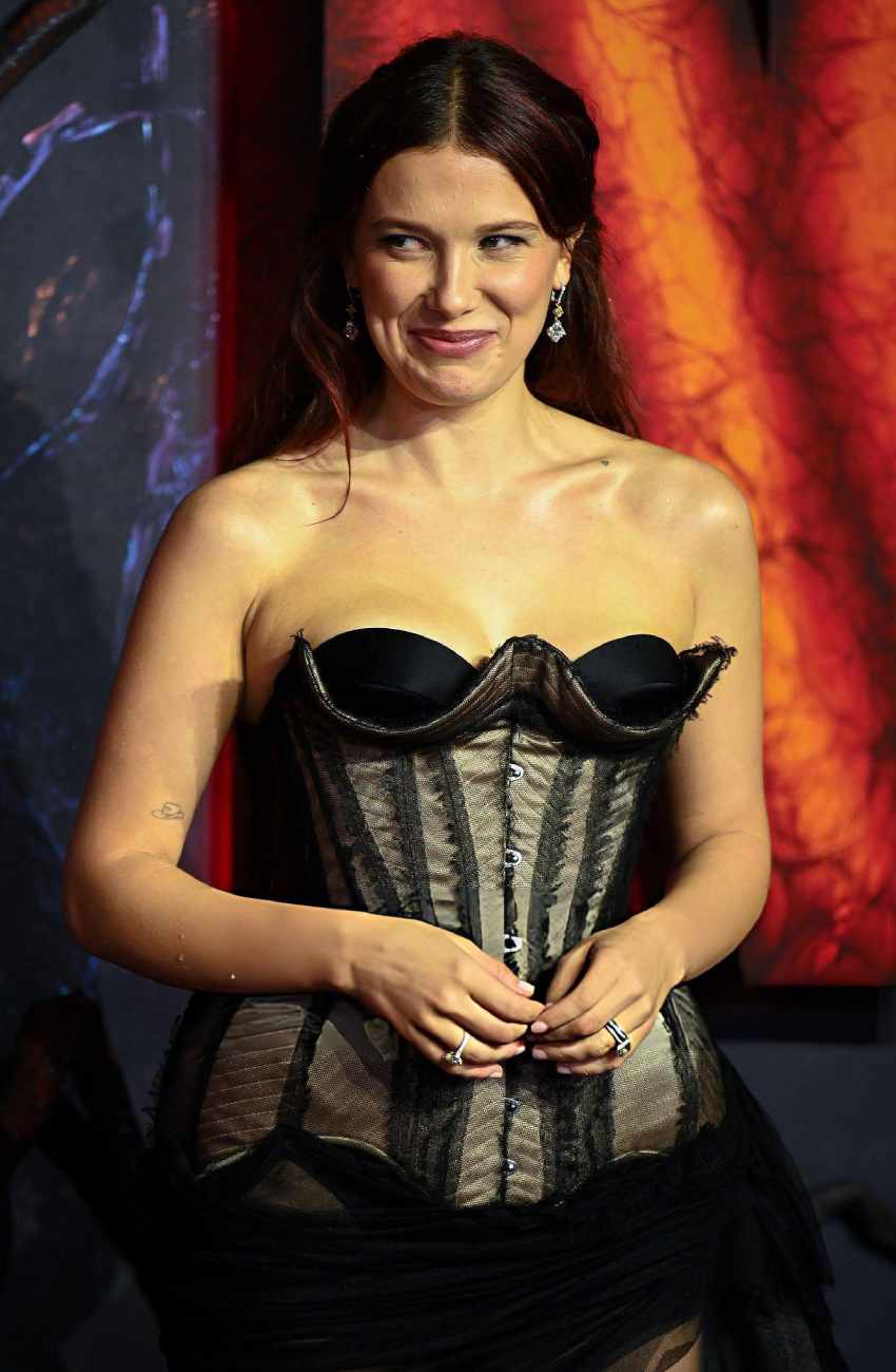 Millie Bobby Brown stuns in corset at Season 5 London premiere