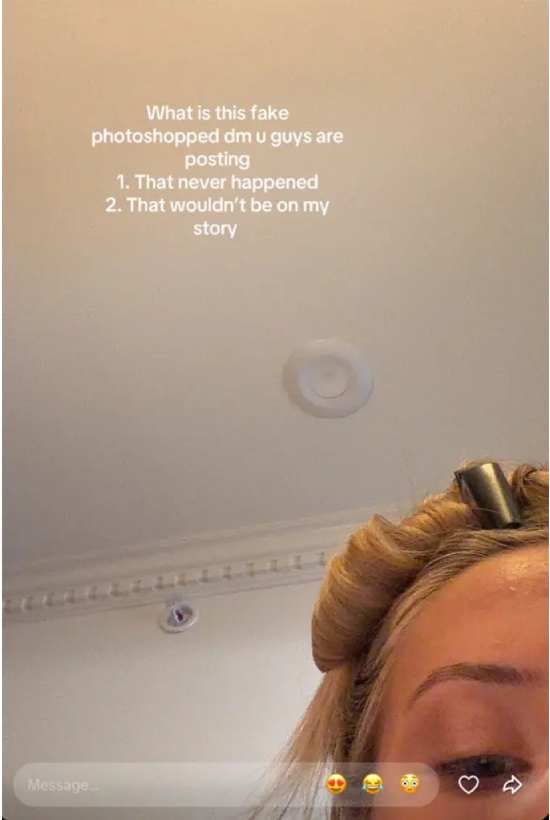 Alix Earle denies rumors linking her with Giants quarterback Jaxson Dart after a fake DM screenshot