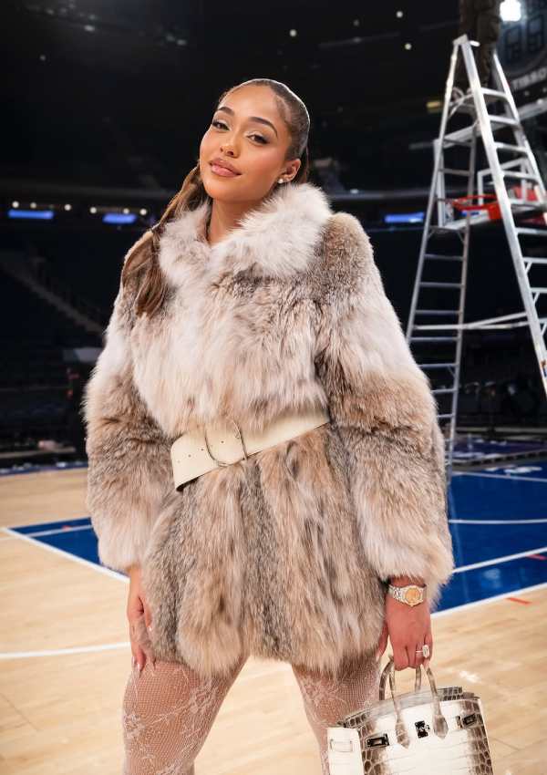 Jordyn Woods Shows Engagement Ring at Christmas Knicks Game