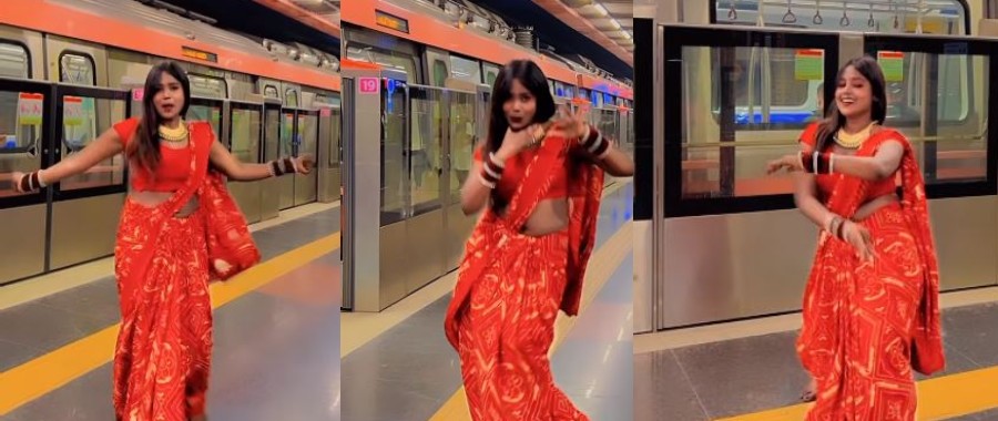 Woman seen dancing at Delhi Metro station