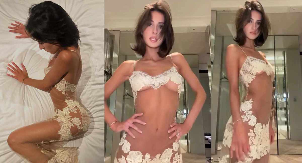 Angelina Censori lace dress