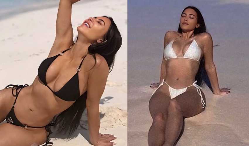 Kim Kardashian Stuns in Viral White Two-Piece Beach Throwback