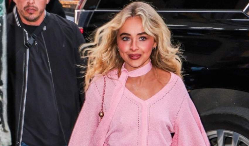 Sabrina Carpenter steps out in pink ahead of Late Night show