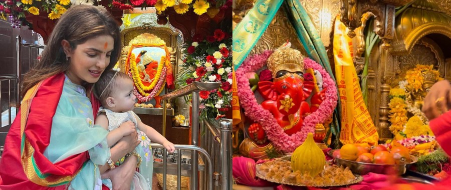 Priyanka Chopra Visits Bappa with Daughter