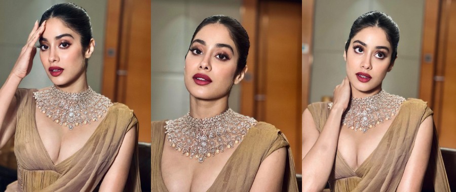 Janhvi Kapoor bold look wearing a heavy diamond necklace increased the heartbeat of the fans.