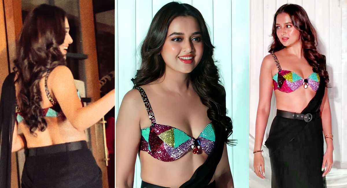 Tejasswi Prakash dazzled in black saree with multicolored blouse