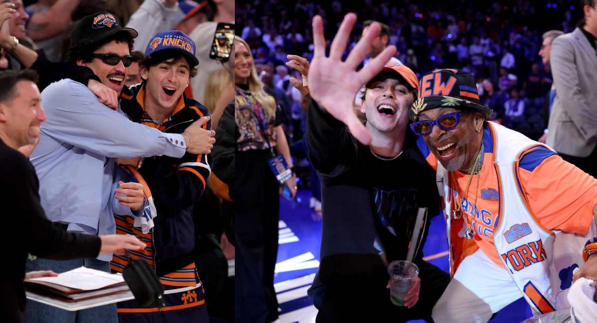 Timothee Chalamet Joins Knicks Fans Celebrating Big Win
