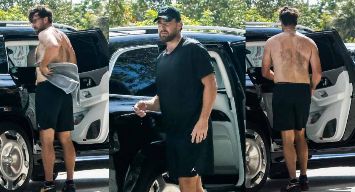 Travis Kelce Goes Shirtless in Miami