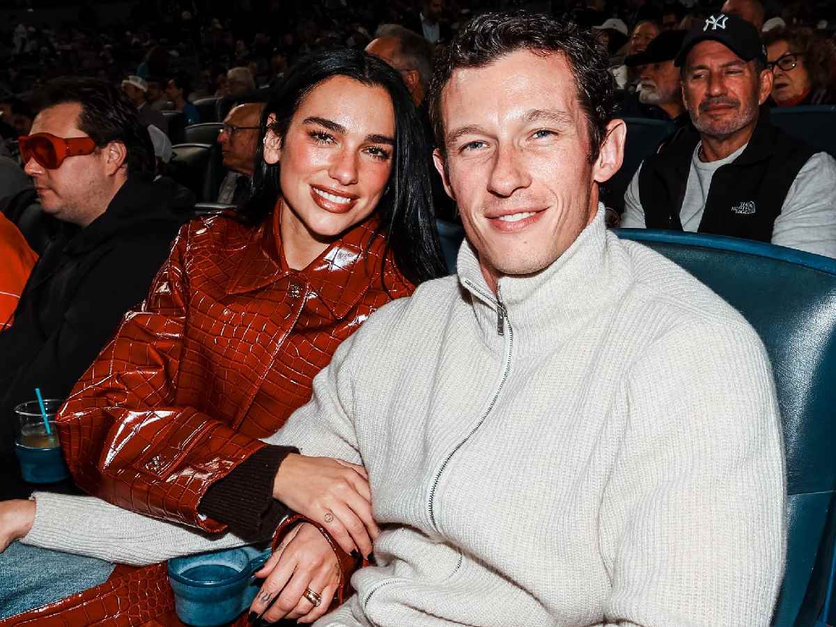 Dua Lipa and Callum Turner at Yankees Game 3